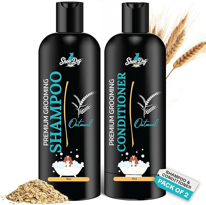 605Products Premium Dog Shampoo & Conditioner - Gentle Formula for Itchy & Sensitive Skin, Puppy Odor Eliminator, Natural Moisturizer (10oz)- Oatmeal