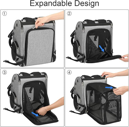 Expandable Pet Carrier Backpack for Cats, Dogs and Small Animals, Portable Pet Travel Carrier, Super Ventilated Design, Airline Approved, Ideal for Traveling/Hiking/Camping, Grey, XL
