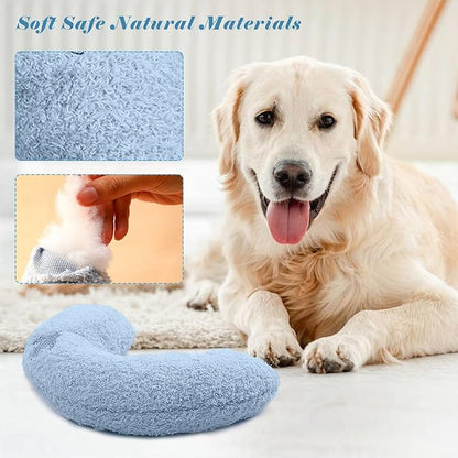 T'CHAQUE Dog Pillow Bed, Cat Calming Pillow, Dog Neck Pillow for Joint Relief Sleeping, Ultra Soft Half Donut Cuddler, Pillow Pet for Upper Spine Support, Doggy/Kitten Pillow Training Toy, BlueCactus