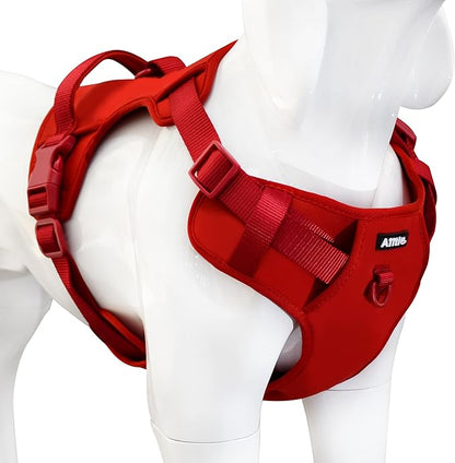 AIITLE Easy Walk Dog Harness, No Pull Pet Harness with 4-Point Adjustable Design, Easy Control Handle for Walking Running Training, Escape Proof Vest Harness for Small and Medium Dogs Red S