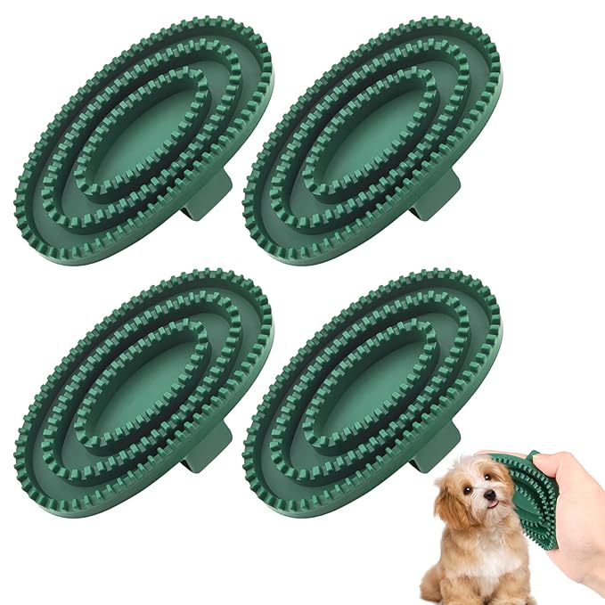 4 Pack Dog Grooming Brush Bath Washing Massage Brush with Handle Pet Shower & Bath Tools for Short & Long Haired Dogs and Cats