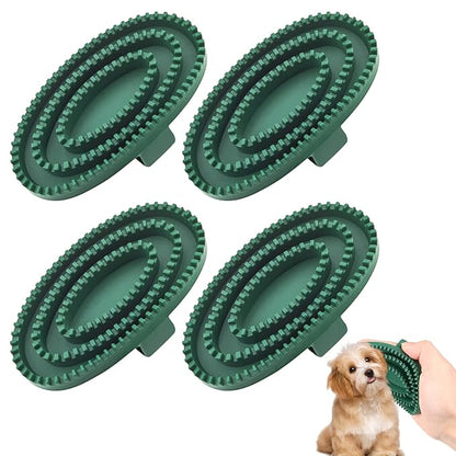 4 Pack Dog Grooming Brush Bath Washing Massage Brush with Handle Pet Shower & Bath Tools for Short & Long Haired Dogs and Cats