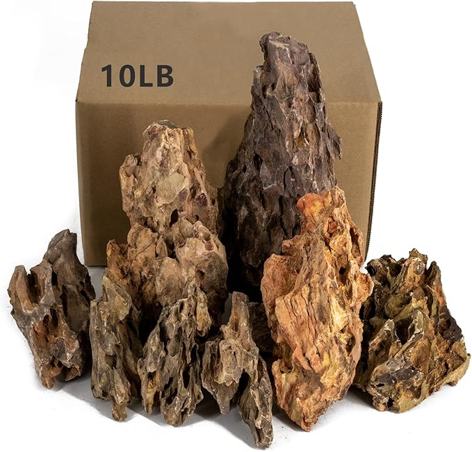Dragon Rocks Aquariums Stones Natural Rocks for Aquascaping, Aquariums, Terrariums, Vivariums Decorative Stone,Reptile Enclosures,Paludariums,and Gardens-10LBï¼2 to 7 inchï¼