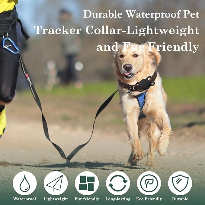 Dog Tracker with Collar Holder, Smart Pet Tracker, MFi Certificated Tracking Device, Waterproof Bluetooth, No Monthly Fee, Works with Find My, Not GPS Tracker (iOS Only), Black