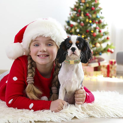 Christmas Dog Collars for Large Dog,Green Dog Collar with Safety Metal Buckle Adjustable Puppy Collars for Small Medium Dog,Boy&Girl&Male&Female Dog Gift,XL-16-26"