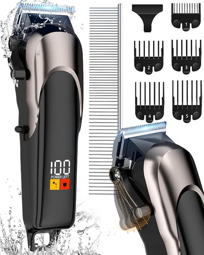 ACE2ACE Dog Clippers Grooming Professional for Thick Hair, Dog Shaver Grooming Kit, Cordless Pet Cat Clippers for Thick Curly Fur, Low Noise Rechargeable Cat Trimmer-7Krpm