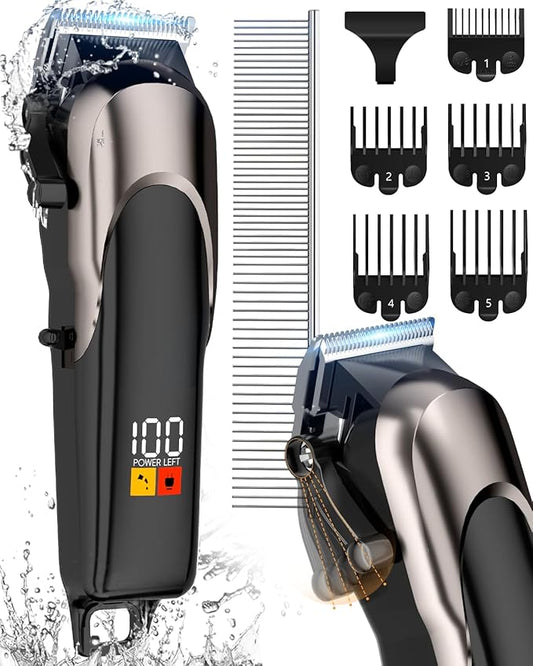 ACE2ACE Dog Clippers Grooming Professional for Thick Hair, Dog Shaver Grooming Kit, Cordless Pet Cat Clippers for Thick Curly Fur, Low Noise Rechargeable Cat Trimmer-7Krpm