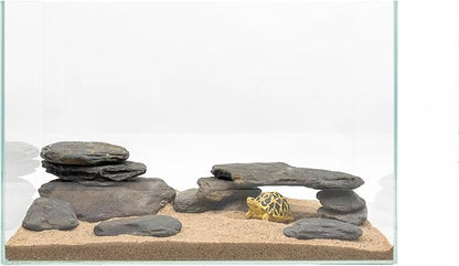 Aquarium Stone Stream Turtle Platform Natural Slate 3-7 inches Fish Tank Rock for Aquarium Decoration and Shrimp Tanks and Amphibian & Reptile Terrariums (5lb)