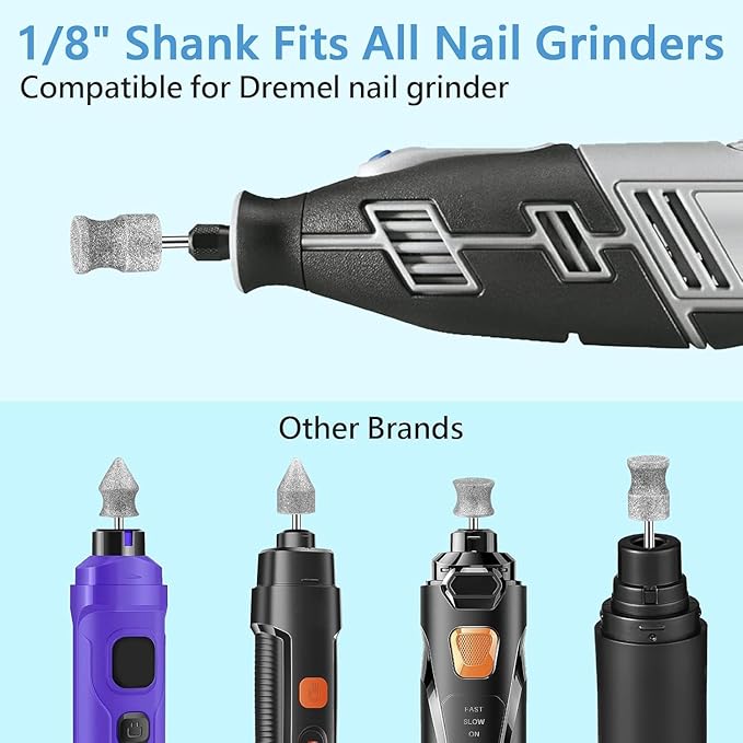 Diamond Rotary Nail Grinder Bits for Dog, 1/8" Diamond Dog Nail Grinder Attachment Attachment for Dremel Grinder Replacement Heads Pets Nail Care Clippers for Medium Large Dogs.
