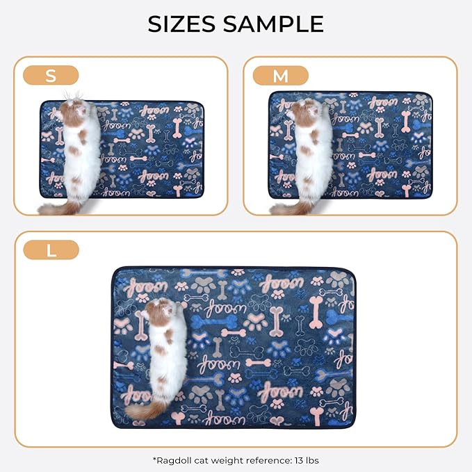 Luciphia 1 Pack 3 Blankets Fluffy Premium Fleece Pet Blanket Flannel Paw Bone Printed Throw for Dog Cat(Medium 30"x20", Khaki/Blue/Navy)