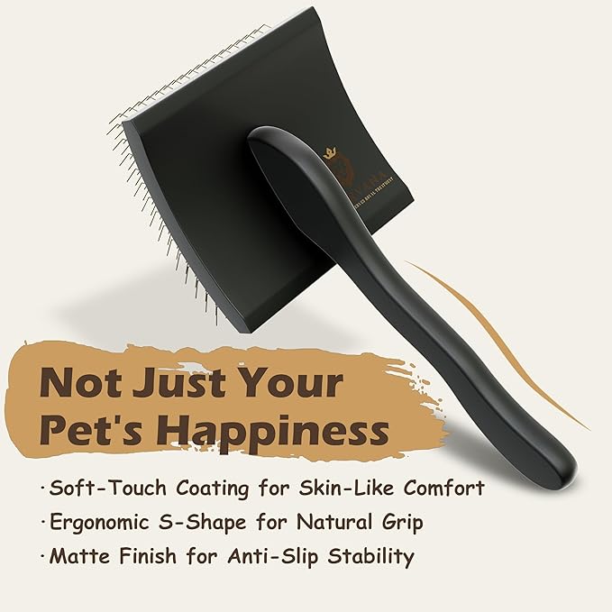 Doodle Slicker Dog Brush _erfect For Goldendoodle & Poodle Hair Maintenance - Medium to Long Hair Breeds-Detangle, Brush, Black  Professional Pet Grooming Brush for Thick & Long-Haired Dogs