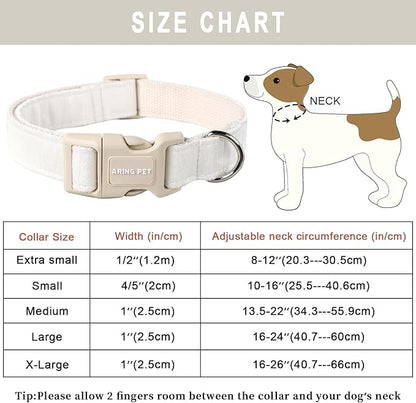 ARING PET White Dog Collar-Adjustable Small Dog Collars, Lightweight Cotton Wedding Pet Collars with Quick Release Buckle for Small Medium Large Dog