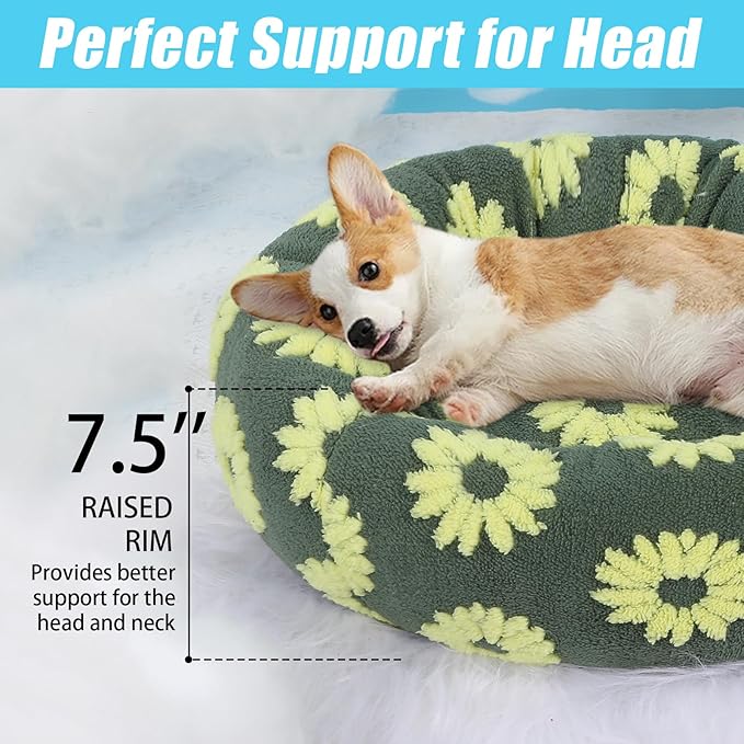 HYQ Small Dog Bed, Cat Beds for Indoor Cats, Dog Beds for Small Dogs with Anti-Slip Bottom, Cute Puppy Bed Washable-Yellow-24inch