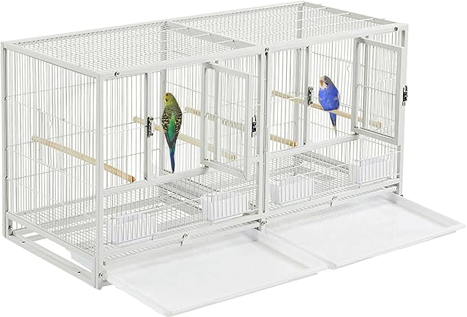 Combo Breeding Stacker Center Divided Breeder Bird Flight Double Rolling Cage with Side Breeding Nest Door Single Stacker