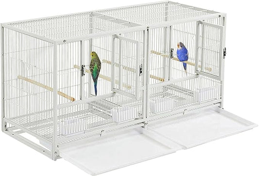 Combo Breeding Stacker Center Divided Breeder Bird Flight Double Rolling Cage with Side Breeding Nest Door Single Stacker