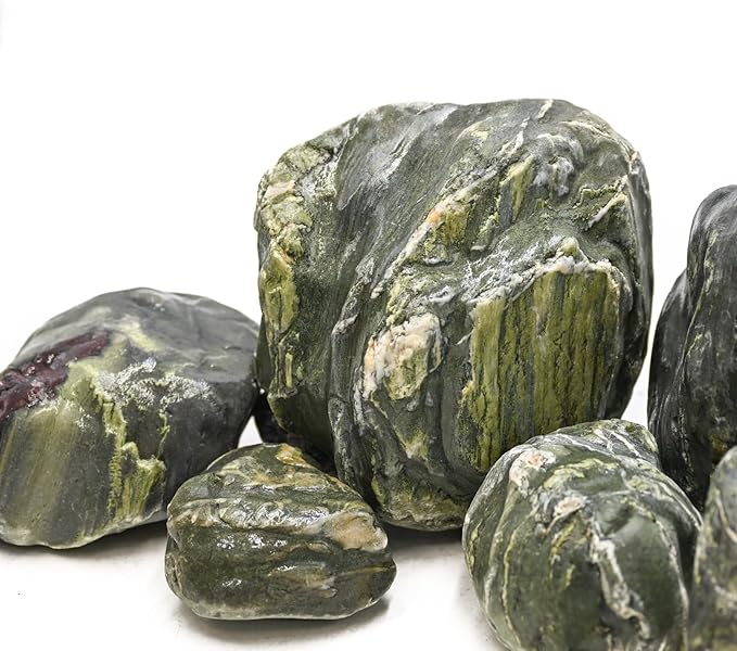 Aquarium Stone Green River Rock 40LB Rocks aquascaping Fish Tank Decor Rocks for Aquariums Fairy Gardens Model Railroads Dioramas Wargaming Mosaic Art(4-10inch/7PCS)