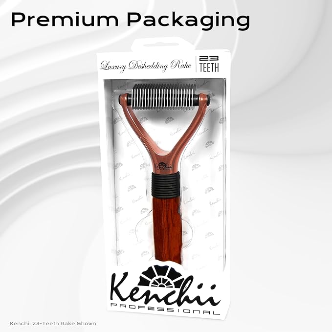 Kenchii Luxury Pet Grooming Rake - Enhance Your Pet's Coat with Precision - Dematting Undercoat Rake for Dogs, Cats - Dog Brush for Shedding
