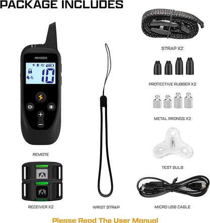 INVIROX Dog Training Collar for Large Dog X2 [2025 Edition] 123 Levels Dog E Collars 1100yd Range, 100% Waterproof, Rechargeable Electric Dog Collars for Medium Dogs, E Collar for Large Dogs
