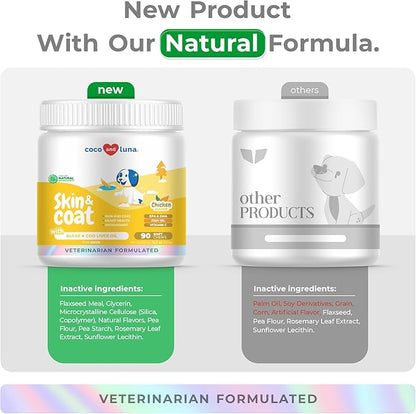 Omega 3 Fish Oil for Dogs - Skin & Coat Supplement with Cod Liver Oil, Algae, EPA & DHA Fatty Acids for Dog Shedding, Itch Relief, Hot Spots, Skin Allergy, Joint & Heart Support - 90 Soft Chews