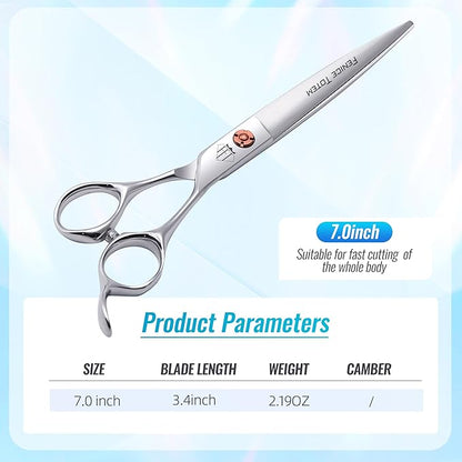 Dog Grooming Scissors: 7 inch Pet Straight Shears Made Of Japanese 440C Advanced Stainless Steel Professional Grooming Scissors for Dogs Cats and Other Pets