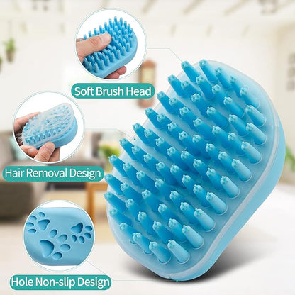 2Pack Dog Bath Brush, Soft Silicone Pet Shampoo Massage Dispenser Grooming Shower Brush for Short Long Haired Dogs and Cats Washing, ISWAYSTORE