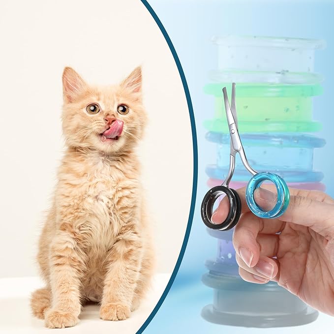 12Pcs Soft Silicone Scissors Finger Ring, Thumb Insert Protection Accessory for Animal Hair Shears, Professional Barbers