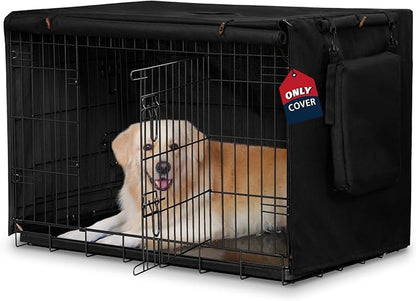 600D Dog Crate Cover, Waterproof Pet Kennel Cover with Storage Bag Cover Fit for 24 Inch Wire Crate Dog Cage, 24 Inches, Black