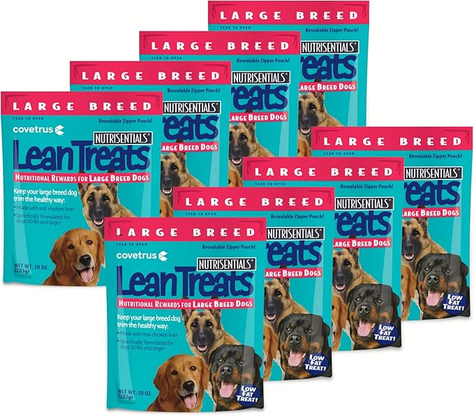 Covetrus Nutrisential Lean Treats for Large Dogs - Soft Dog Treats for Large Dogs - Nutritional Low Fat Bite Size - Chicken Flavor - 10oz - 8 Pack