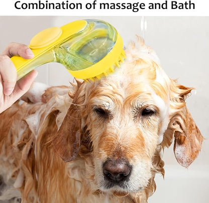 (6 Pcs) ELEGX Pet Grooming Bath Massage Brush with Soap and Shampoo Dispenser Soft Silicone Bristle for Long Short Haired Dogs Cats Shower