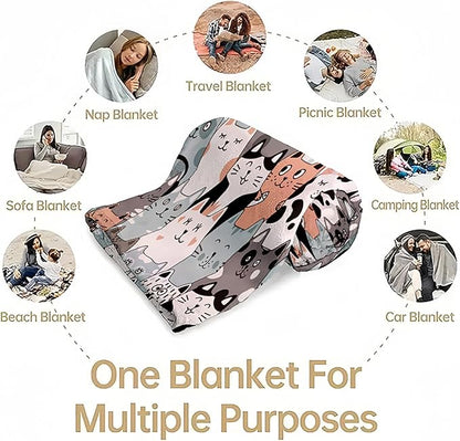 Cat Blanket, Cats Gifts for Girls Women, Cat Gift for Cats Lovers, Birthday Gifts Decor Throw Blanket 50"x60"