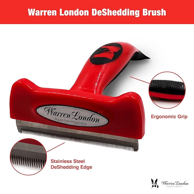 Deshedding Dog Brush by Warren London | Stainless Steel Deshedding Tool | Long Hair - Large