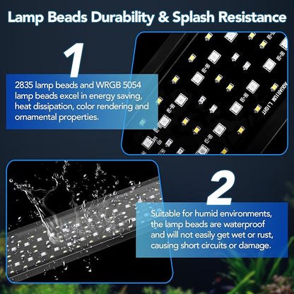 hygger Sun Moon LED Aquarium Light, Full Spectrum Fish Tank Light Day-Night Dual Timer, Adjustable 6 Timer 10 Brightness 8 Colors for Planted Freshwater Tank