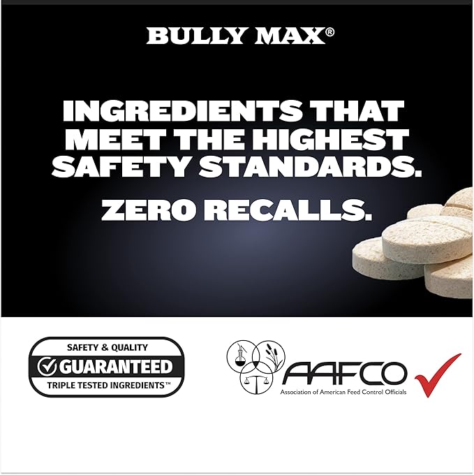 Bully Max 2-in-1 Muscle Builder Power Tabs for Puppies & Adult Dogs - Puppy & Dog Treats Vitamins for Muscle Gain & Growth - Multivitamin Supplements for All Breeds & Ages - 30 Chewable Tablets