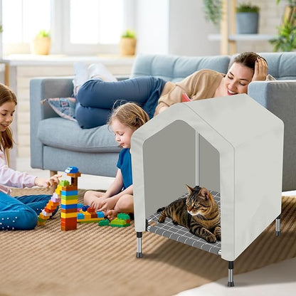 Elevated Dog House for Outdoor or Indoor - Waterproof Dog Tent Cat House, Dog Sunshade Tent, Pet House with Removable Cover, Suitable for Small Cats Dogs