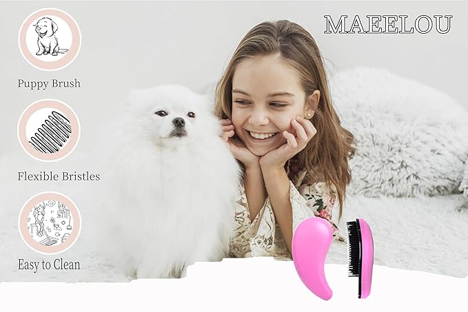 Puppy Brush for Small Dogs - Soft Dog Brush - Perfect Yorkie, Shih Tzu, Maltipoo & Maltese Grooming - Gentle Dog Hair Remover Brush for Easy Pet Hair Removal & Grooming at Home ï¼_inkï¼