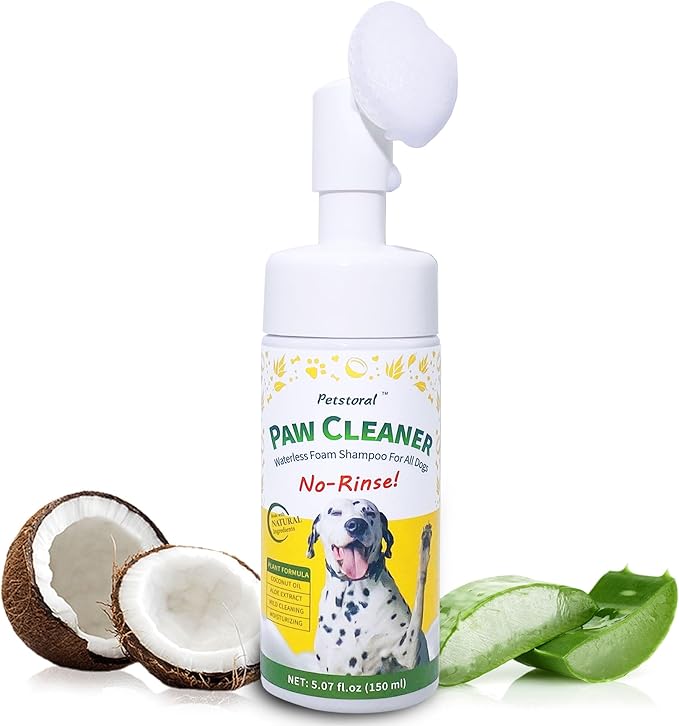 Dog Paw Cleaner - No Rinse Foaming Cleanser Waterless Dog Shampoo Mild Formula Paw Moisturizer for Dogs and Cats (5.07 fl oz/150ml)