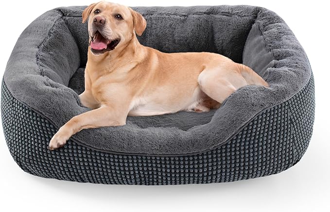 INVENHO Large Dog Beds for Large Dogs Washable, Rectangle Dog Beds Large Sized Dog, Orthopedic Dog Bed, Warming Soft Sleeping Puppy Bed Durable Pet Bed with Anti-Slip Bottom L(35"x25"x10")