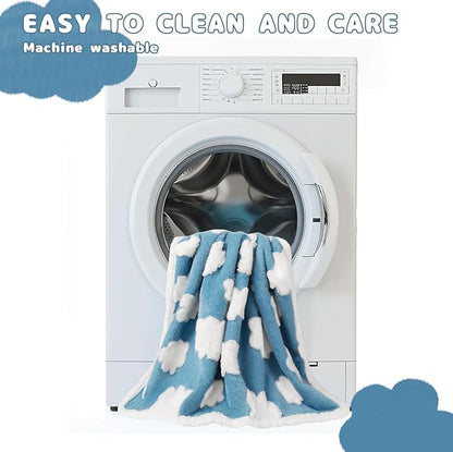 Luciphia Waterproof Dog Cat Blanket Fluffy Thick Fleece Pet Blanket,Washable Double Sided Sherpa Calming Blankets Flower Print Blankets for Medium Large Dogs Cats(Blue Cloud,57x40 inches)