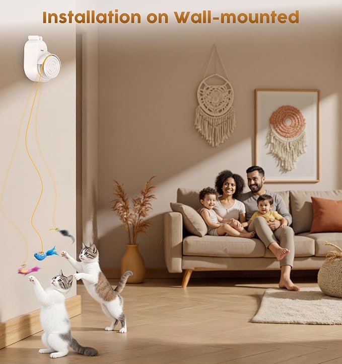 Interactive Cat Toys for Indoor Cats - Automatic Flying Bird & Mouse Wand Enrichment Toy, Hands-Free or Handheld USB-Rechargeable Safe Play Chase Exercise for Bored Kittens and Adult Cats