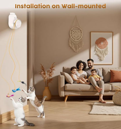 Interactive Cat Toys for Indoor Cats - Automatic Flying Bird & Mouse Wand Enrichment Toy, Hands-Free or Handheld USB-Rechargeable Safe Play Chase Exercise for Bored Kittens and Adult Cats