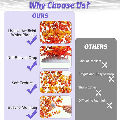 Hamiledyi Aquarium Plastic Plants Aquarium Decor Artificial Fish Tank Plants,Tall Fish Tank Decorations, Extra Large Aquarium Plant 23.6-inch Tall,2PCSï¼_range Style Bï¼