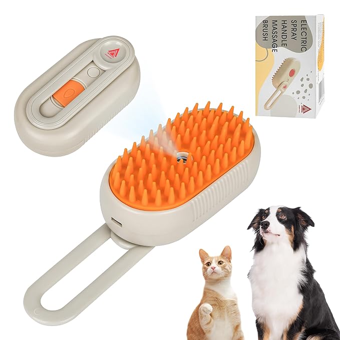 5 in 1 Pet, Cat Grooming & Massage Brush/Comb - Vapour Technology- Rechargeable, Reduce Shedding, Prevent Matting, Enhance hygiene & Bonding, Estblish Best connection with Pet (Coffee)