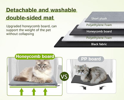 Pecute Cat Backpack with Shade Cover,Dog Backpack with Breathable Mesh for Small Dogs, Small to Medium Cats, Pet Backpack Carrier with Multi-Pockets, Great for Travel Hiking Camping