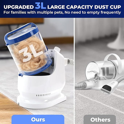 Dog Grooming Kit with Vacuum Clippers: Dog Vacuum for Shedding Grooming with Pet Hair Trimmer - 3L Pet Grooming Vacuum for Dogs Low Noise