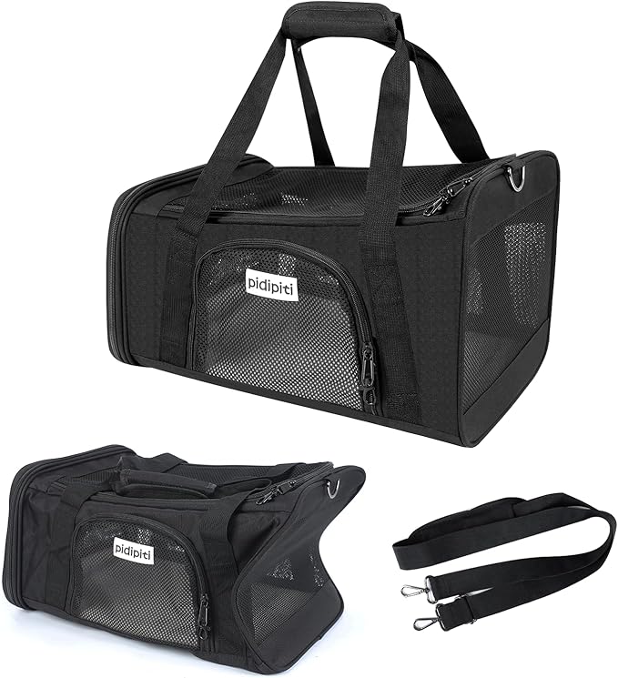 17 x 12 x 8.5 TSA Approved pet Carrier for Extra-Small Dog Under 6-8 lbs and Small cat Under 8-10 lbs,10.5'' Higher Side with Elastic Frame to Putted underseat for jetblue Spirit Airlines.