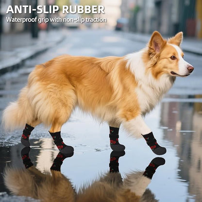 PUPTECK Dog Shoes for Hot Pavement Small Medium Large Size Dogs, Booties and Paw Protectors for Hardwood Floors, Grippy Socks to Prevent Licking Rubber Rain Hiking Boots for Senior Anti Slip
