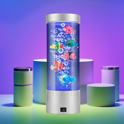 Fish Lamp Aquarium Artificial Fish Tank Bubble Color-Changing Mood Light Decorations for Home Office Decor Great Gifts for Kids