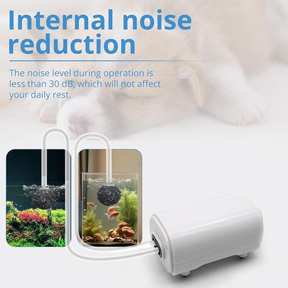 Aquarium Air Pump for Fish Tank, 2 Outlets Adjustable Bubbler, Ultra Quiet & Powerful (3W/5W/10W), Includes Air Stones/Tubing/Check Valve, 108GPH-260GPH for 300-600 Gallon Tanks