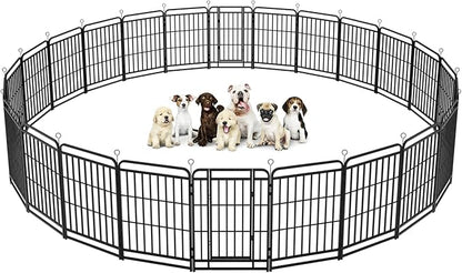 Dog Playpen Outdoor 24 Panels Heavy Duty Dog Fence 40" Height with Thick Pipe Anti-Rust with Doors Portable for RV Camping Yard, Total 54FT, 232 Sq.ft, Snowy Black
