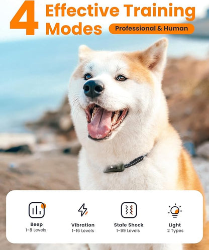 Dog Shock Collar 4265Ft Dog Training Collar with Remote for Large Medium Small Dogs, IP67 Waterproof with 4 Safe Training Modes, Security Lock, Dog Bark E-Collar for All Breeds(Green 1 Pack)